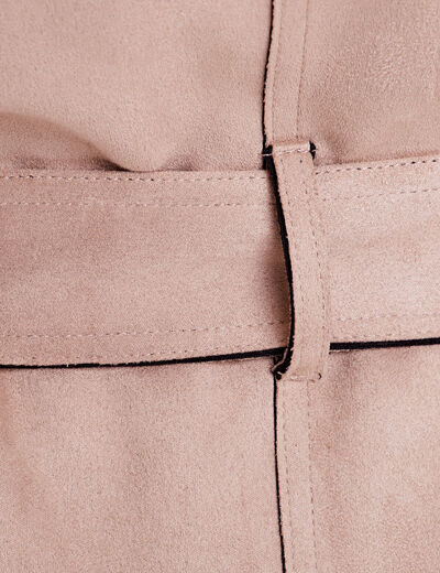 Trench long en suédine boutonné femme beige femme