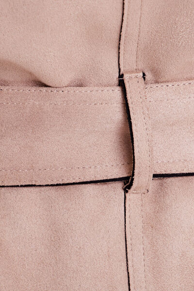 Trench long en suédine boutonné femme beige femme