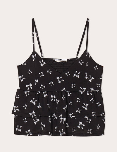 Débardeur avec volants noir femme