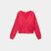 Gilet col v manches longues rouge femme