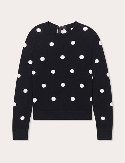 Pull manches longues dos noeud noir femme