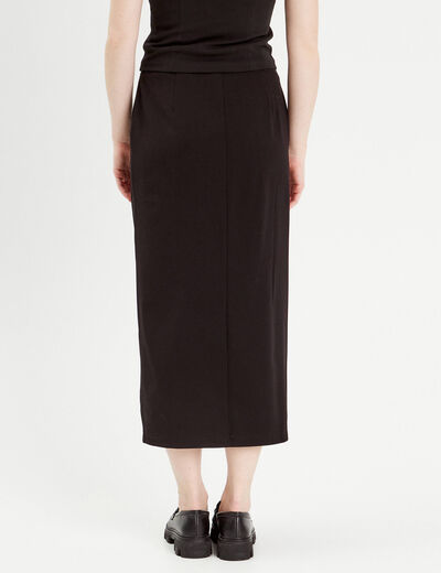 Jupe longue droite fendue noir femme