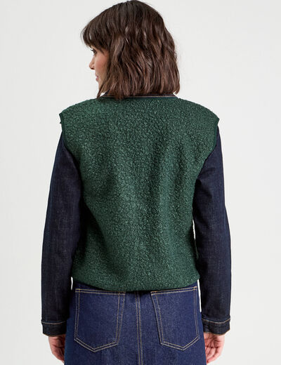 Gilet sans manches polaire vert foncé femme