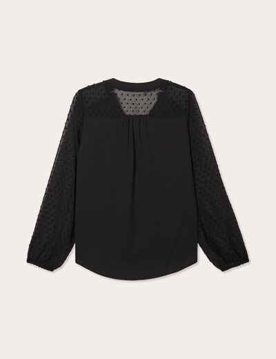 Blouse manches plumetis noir femme