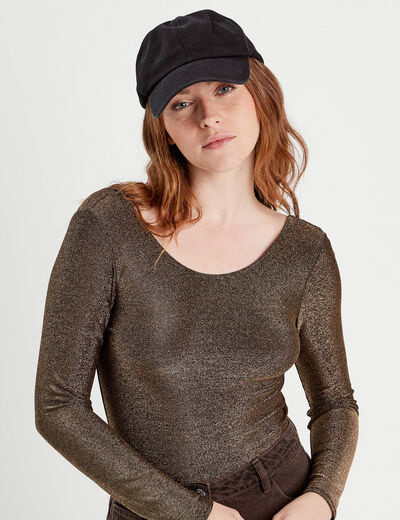 T-shirt fils métallisés couleur or femme