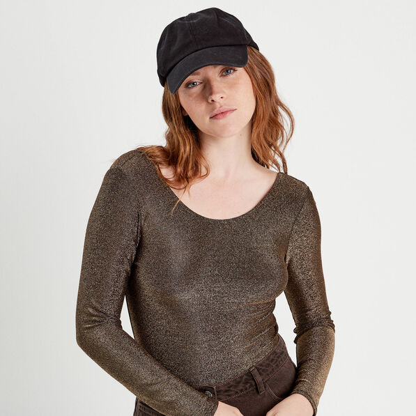 T-shirt fils métallisés couleur or femme