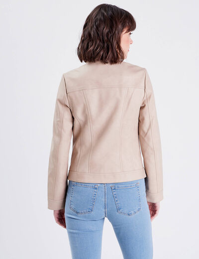 Veste droite zippée sable femme