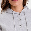 Pull &agrave; capuche manches longues gris clair femme