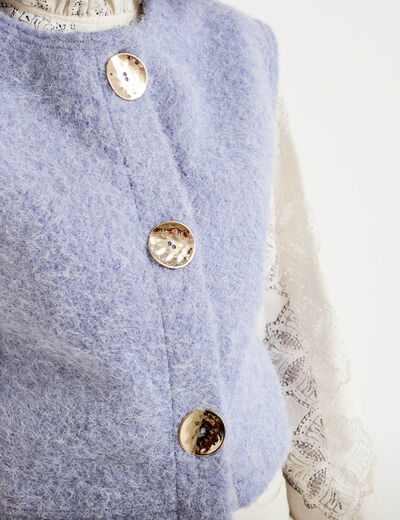 Gilet sans manches effet polaire bleu gris femme