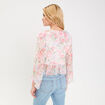 Blouse bi-mati&egrave;re oversize col v blanc femme