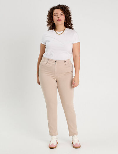 Pantalon skinny push up beige femme