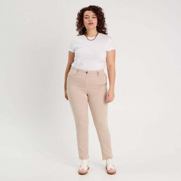Pantalon skinny push up beige femme