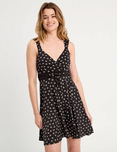 Robe évasée bretelles noir femme