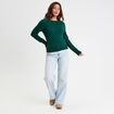 Pull col bateau vert foncé femme