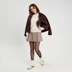Jupe évasée plissée beige femme