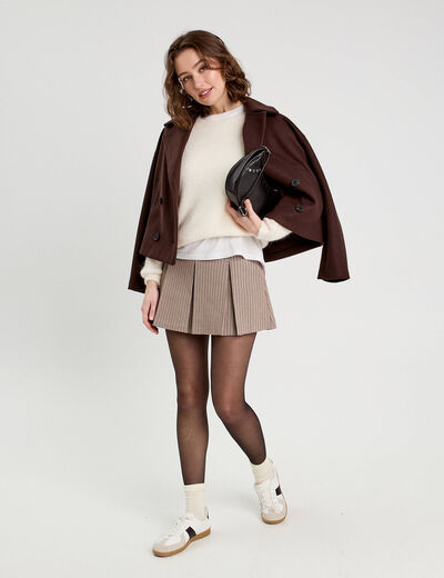 Jupe évasée plissée beige femme