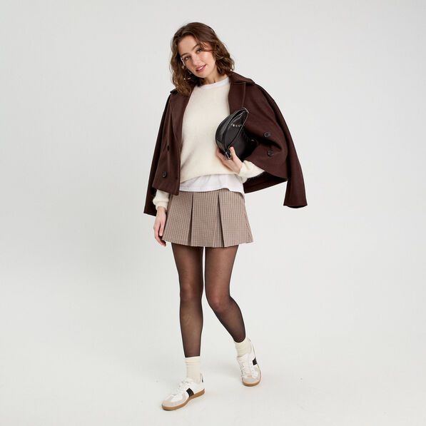 Jupe évasée plissée beige femme