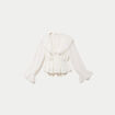 Blouse col claudine bas resserr&eacute; ecru femme