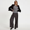 Pantalon large &agrave; pinces gris femme