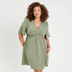 Robe évasée taille élastiquée vert kaki femme