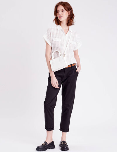 Pantalon chino 7/8ème noir femme