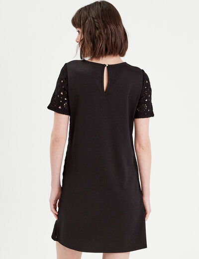 Robe droite crochet noir femme