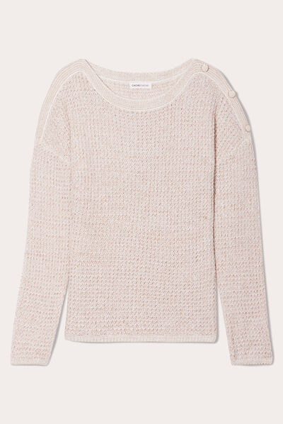 Pull manches longues ivoire femme