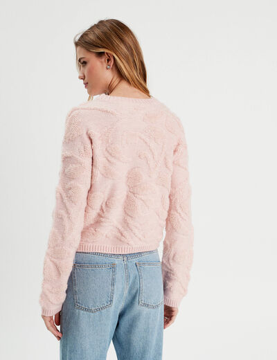 Pull manches longues rose clair femme