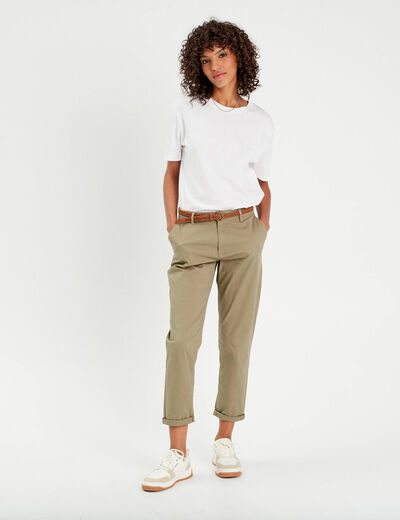 Pantalon chino 7/8ème vert femme