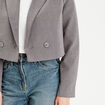 Veste blazer droite courte gris foncé femme