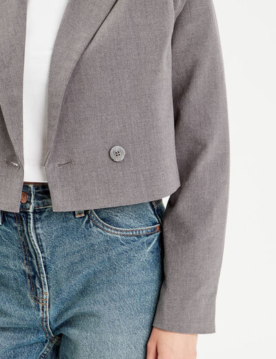 Veste blazer droite courte gris foncé femme