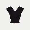 Blouse cintr&eacute;e cropped sans manches noir femme
