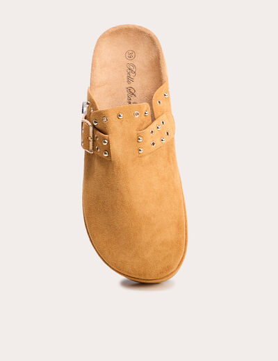 Sandales aspect daim camel femme