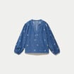 Blouse ample manches longues en jean blanc femme