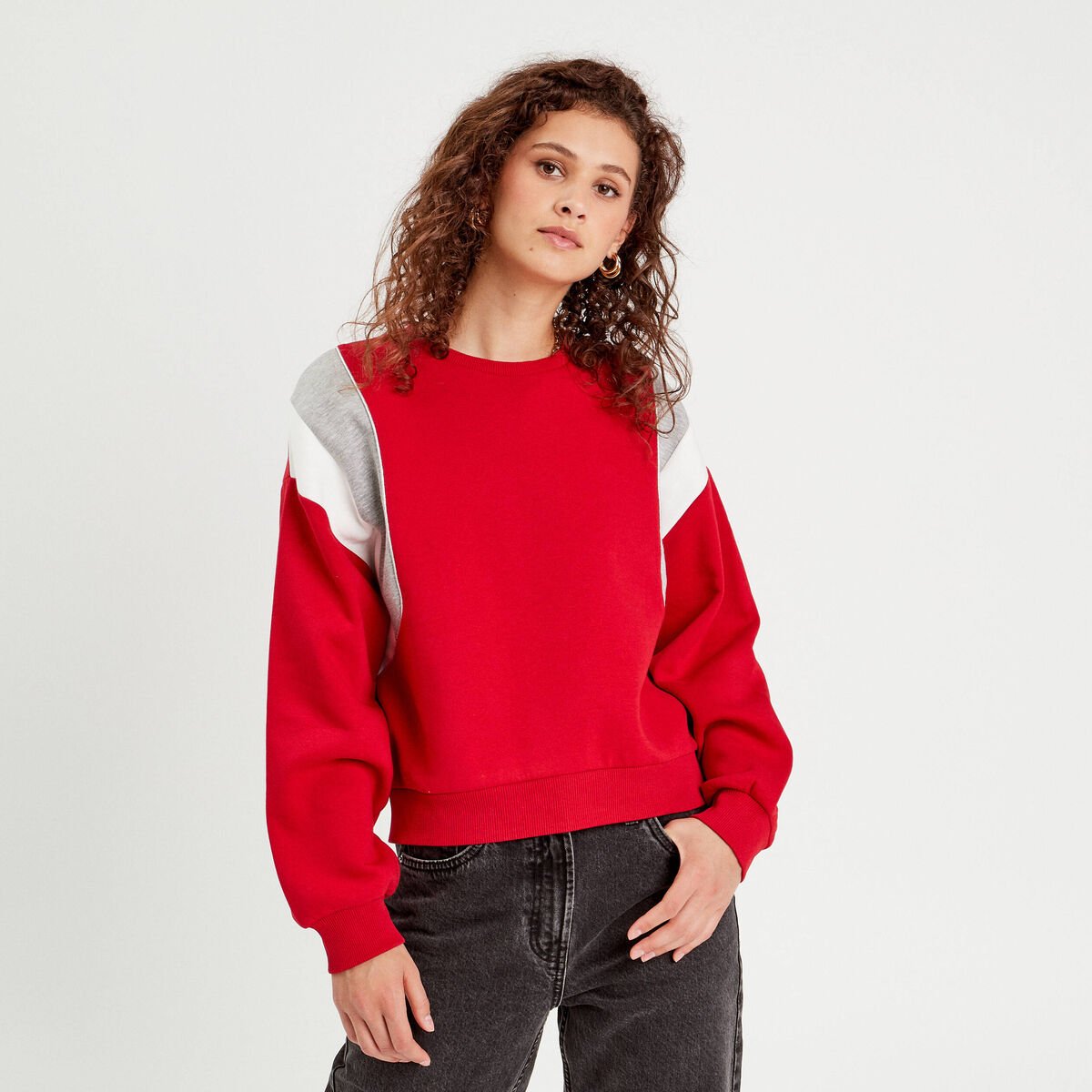 Sweat manches longues rouge femme