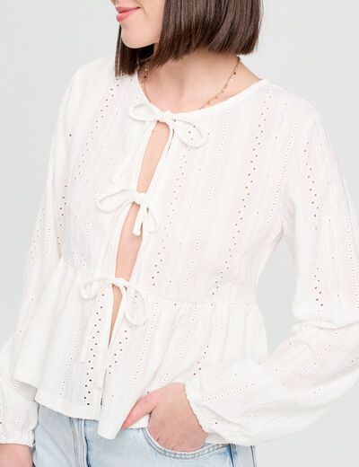 Blouse broderie anglaise ecru femme