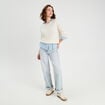 Chemise manches longues contenant du lin bleu pastel femme