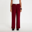 Pantalon large ceinture bijou bordeaux femme