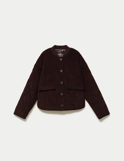 Veste ample manches longues en velours marron fonc&eacute; femme
