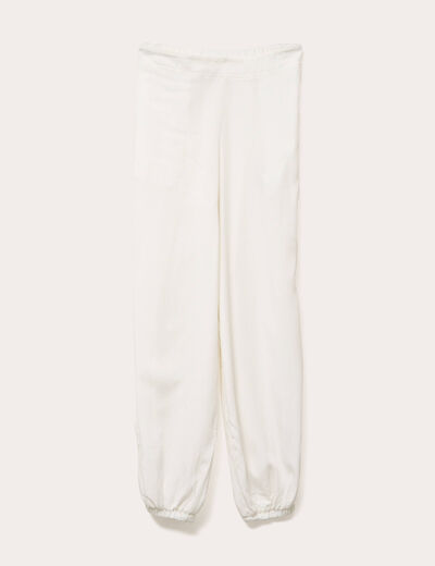 Pantalon large taille standard ecru femme