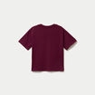 T-shirt col v manches courtes bordeaux femme