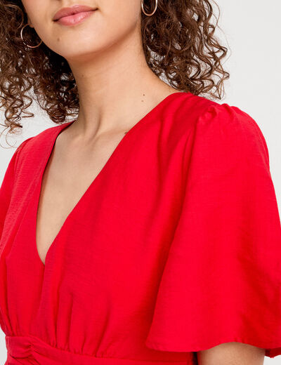 Robe longue évasée rouge femme