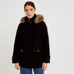 Manteau mi-long &agrave; capuche noir femme