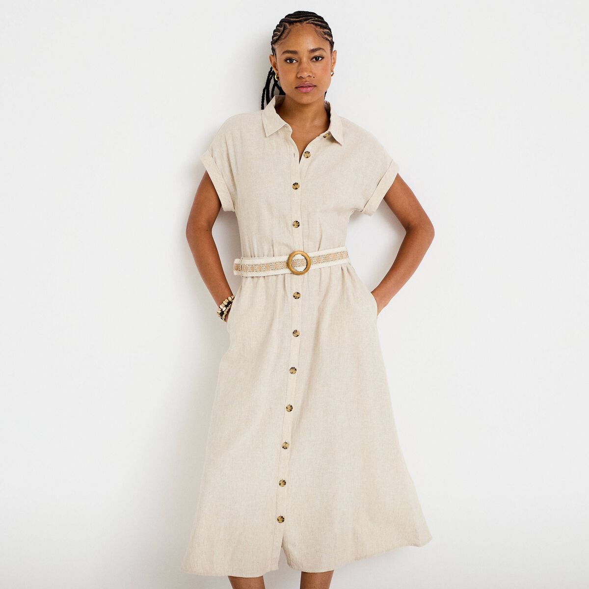 Robe longue Velours de soie mélangée beige