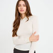 T-shirt ajust&eacute; col roul&eacute; dentelle ecru femme