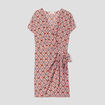 Robe portefeuille avec noeud beige femme