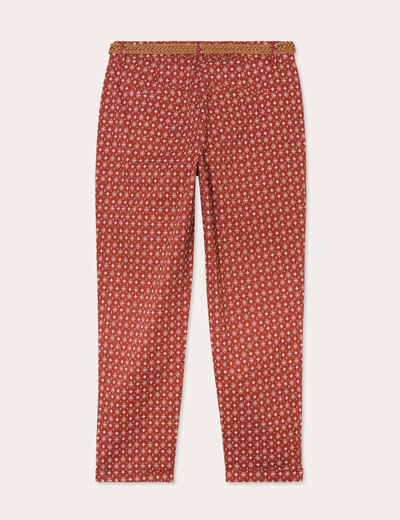 Pantalon chino slim 7/8ème rouge femme