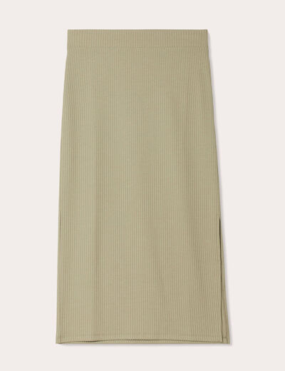 Jupe midi moulante vert kaki femme