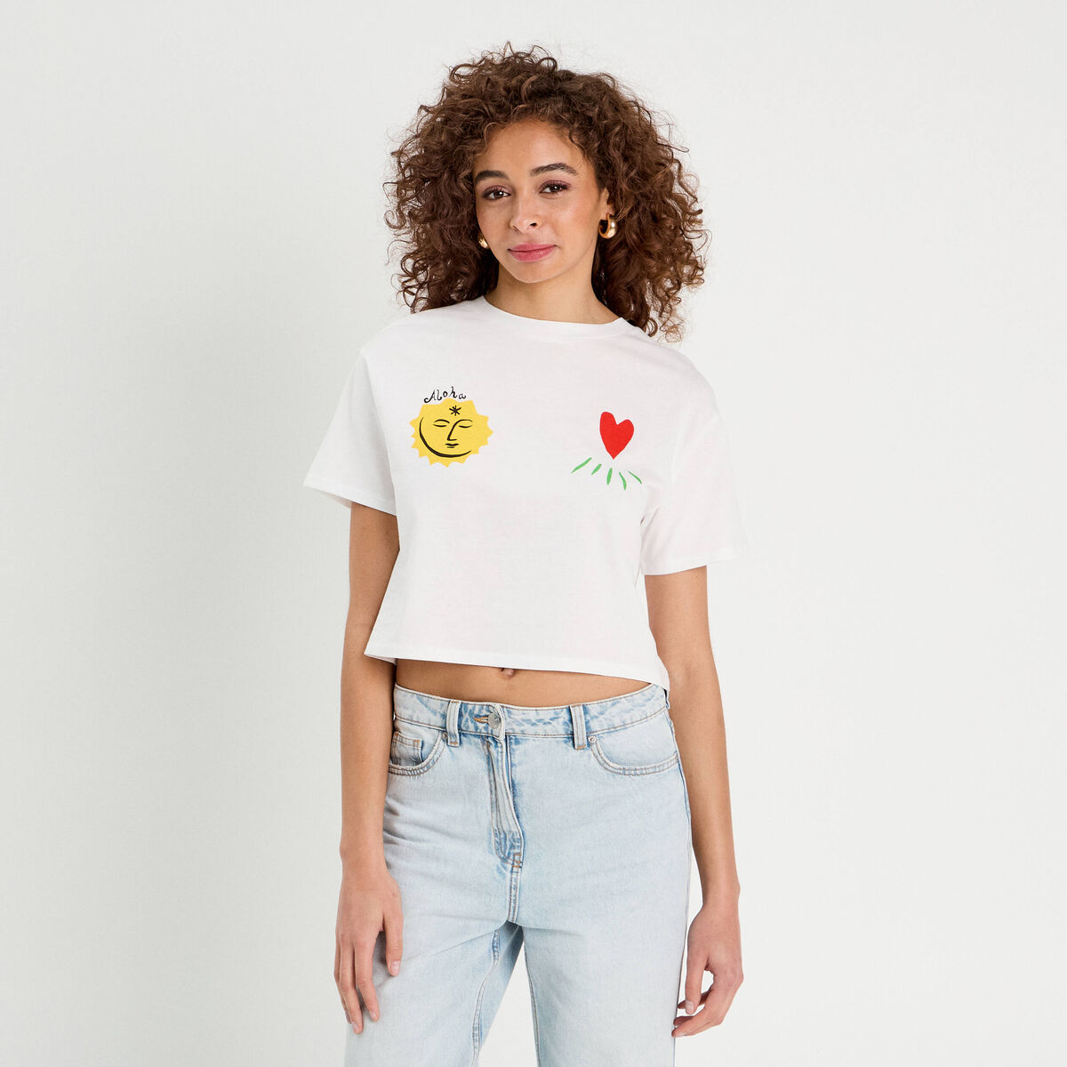 T-shirt cropped blanc femme