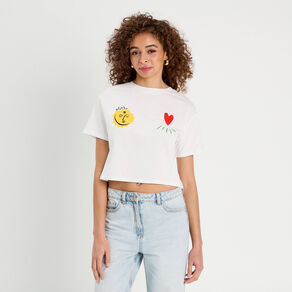 T-shirt cropped blanc femme